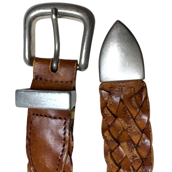 belt vintage M/L brown leather silver tip western cowgirl hipster indie boho - Picture 4 of 7